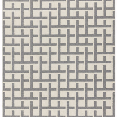 Asiatic London Antibes AN03 White Grey Grid Indoor Outdoor Polypropylene Geometric Flatweave Rug