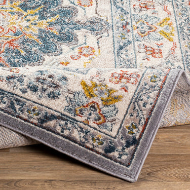 Ankara Vintage Traditional Boho Oriental Grey, Taupe & Ice Blue Rug