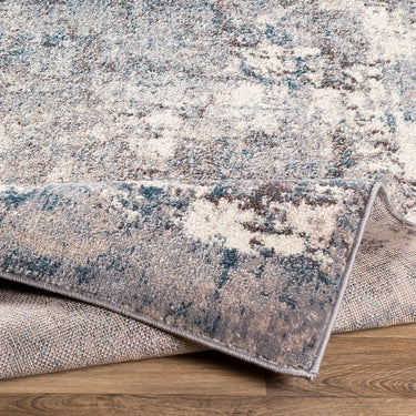 Ankara Abstract Marble Modern Blue, Ivory & Taupe Rug