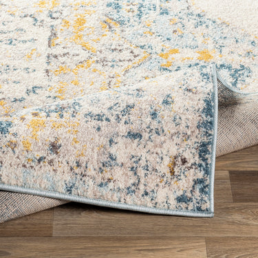 Ankara Vintage Traditional Boho Oriental Blue, Ice Blue & Medium Grey Rug
