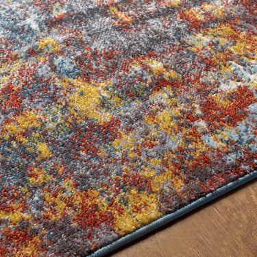 Ankara Abstract Marble Modern Orange, Dark Blue & Ice Blue Rug