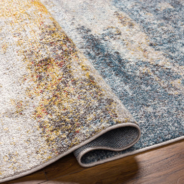 Ankara Abstract Marble Modern Grey, Dark Blue & Ice Blue Rug
