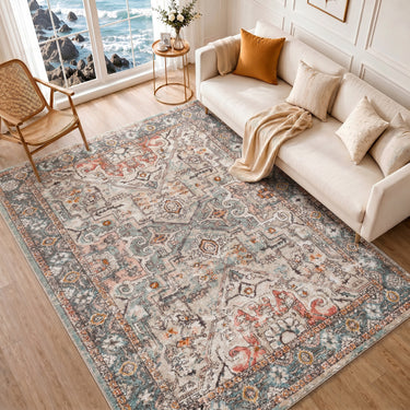 Ankara Vintage Traditional Boho Oriental Red, Rust & Charcoal Rug