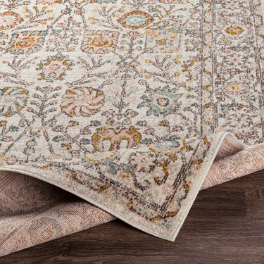 Ankara Vintage Traditional Boho Oriental Orange, Dusty Pink & Off-White Rug