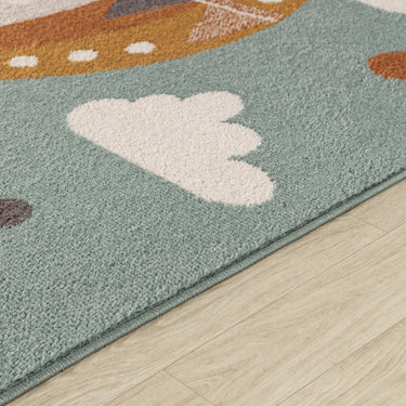 Ankara Kids Washable Multicolour, Teal & Medium Brown Rug for Children's Rooms Rug
