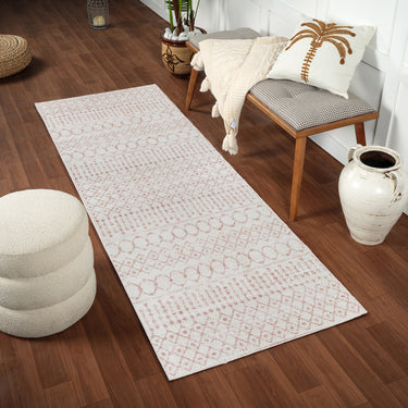 Aliyah Shag Global Plush Soft Pile Runner Shaggy Pink, Blush & Ivory Rug - Design ALH2301