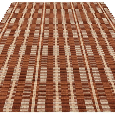 Arden Burgundy Hand-Woven Recycled Polyester Indoor Outdoor Tartan Rug