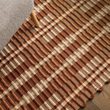 Arden Burgundy Hand-Woven Recycled Polyester Indoor Outdoor Tartan Rug