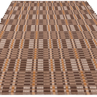Arden Chocolate Brown Hand-Woven Recycled Polyester Indoor Outdoor Tartan Rug