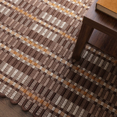 Arden Chocolate Brown Hand-Woven Recycled Polyester Indoor Outdoor Tartan Rug