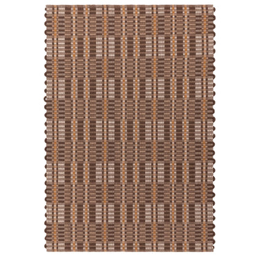 Arden Chocolate Brown Hand-Woven Recycled Polyester Indoor Outdoor Tartan Rug - Medium 120 x 170 cm (4'x5'6")
