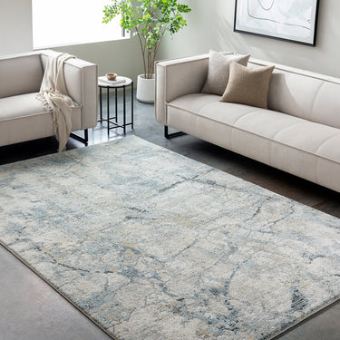 Avellino Abstract Marble High Pile Modern Grey, Blue & Beige Rug - Design AVL2307