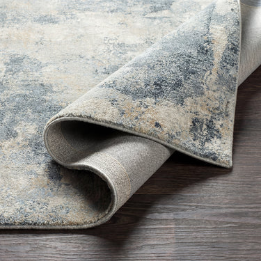 Avellino Abstract Modern Marble High Pile Blue Rug