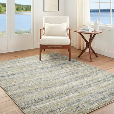Avellino Abstract Marble High Pile Modern Green, Blue & Beige Rug