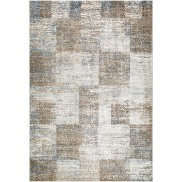 Avellino Modern Graphic High Pile Abstract Brown, Grey & Blue Rug - Large Plus 160x213 cm (5'3'' x 7')