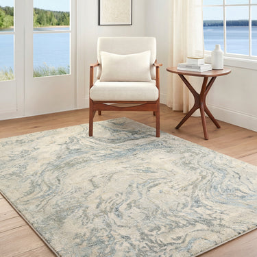 Avellino Abstract Modern Marble High Pile Beige Rug