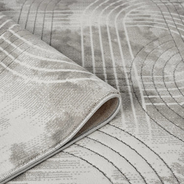URCO Petra Tulum Curve Lines Grey Polypropylene Traditional Abstract Geometric Hallway Runner Rug