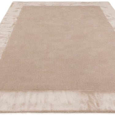 Ascot Modern Plain Hand Woven Wool Viscose Bordered Putty Natural Rug