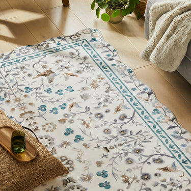 Consept Looms Liberty LIB308 Ivory Washable Non-Slip Traditional Floral Rug