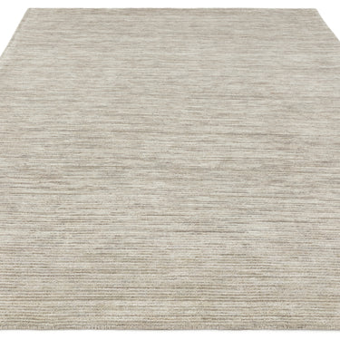 Hazy Stone Beige Natural Soft Blend Striped Hand-Woven Wool Cotton Textured Rug