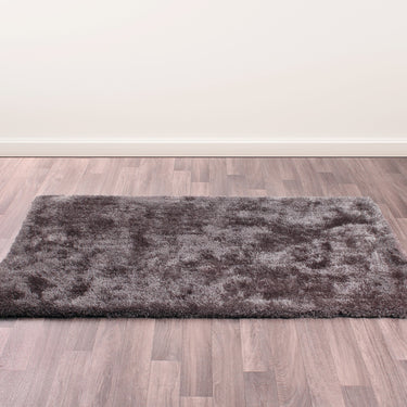 Indigo Plain High Pile Sparkle Soft Shaggy Grey Rug