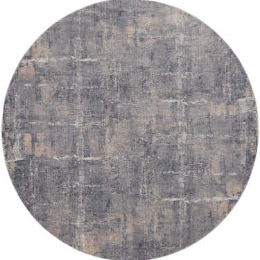 Rustic Textures RUS06 Modern Abstract Circle Round Rug in Grey Beige