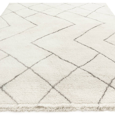 Asiatic London Azera Rhombus Tribal Tufted Cream White Washable Wool Shaggy Berber Rug