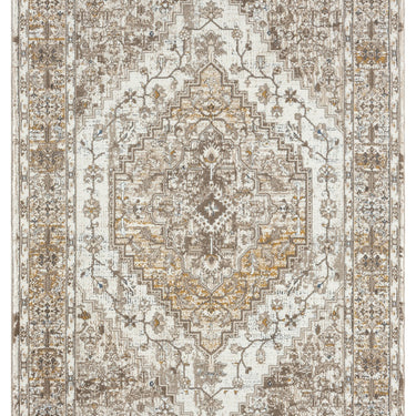 URCO 552AG Classic Cream Traditional Vintage Textured Bordered Hallway Runner Rug