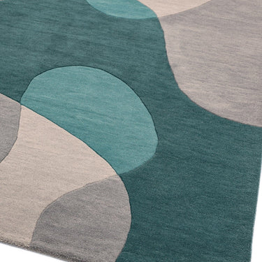 Asiatic London Matrix Arc MAX57 Teal Retro Tufted Multi Wool Geometric Textured Rug