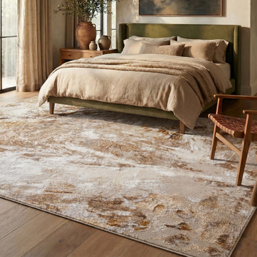 Santa Monica SMC101 Art Pictorial Grey Gold Abstract Modern Soft Rug