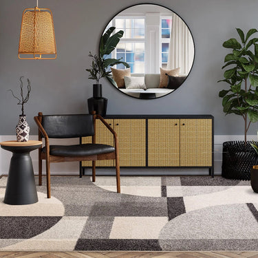 Muse Mu20 Modern Art Deco Style Geometric Grey Black Rug