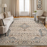 Kashan VKA14 Medallion Ivory Polypropylene Traditional Vintage Floral Rug - 61 x 115 cm (2'x4')