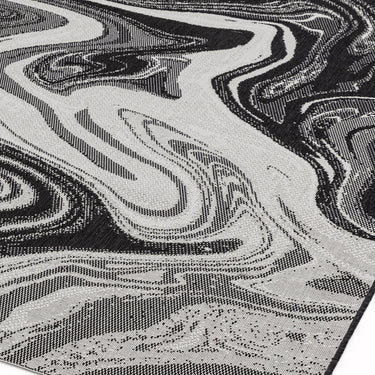 Patio PAT19, PAT20 Marble Indoor Outdoor Rug in Black Grey