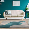 Asiatic London Matrix Arc MAX57 Teal Retro Tufted Multi Wool Geometric Textured Rug - Medium 120x170 cm (4'x5'6")