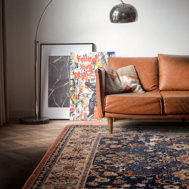 Zola Heris Traditional Persian Medallion Rug in Blue Orange