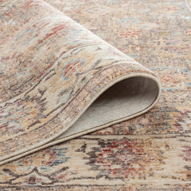 Alia 513AE Short Pile Beige Blue Polypropylene Traditional Modern Hallway Runner Rug