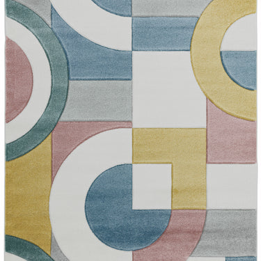 Sketch SK08 Retro Geometric Hand Carved Rug in Multicolours