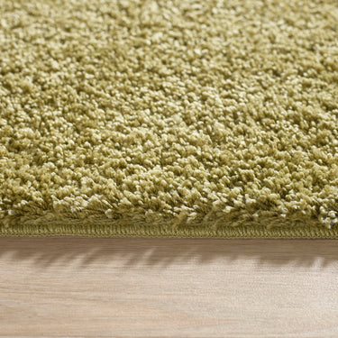 Origins My Olive Green Washable Non-Slip Polypropylene Shaggy Rug