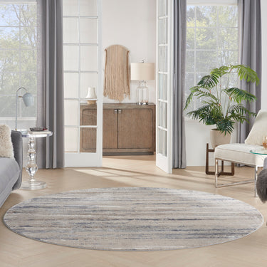 Rustic Textures RUS04 Modern Abstract Round Circle Rug in Beige Grey