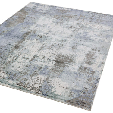 Gatsby Modern Abstract Shiny Viscose High Quality Hand Woven Navy Blue Rug