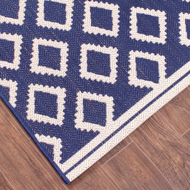 Terrace Diamond Modern Geometric Indoor Outdoor Rug in Navy, Gold, Terracotta, Grey, Red and Teal