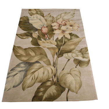 Nourison Tropics Beige TS04 Pure Tufted Tropical Wool Cotton Floral Rug