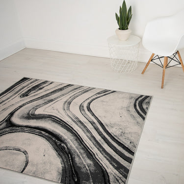 Balletto 18BA Rug Modern Abstract Living Room Bedroom Soft Rugs in Grey and Ochre