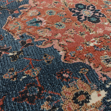 Zola Heris Traditional Persian Medallion Rug in Blue Orange