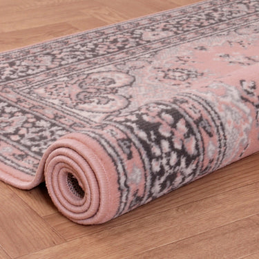 Lancashire Traditional Oriental Classic Rug, Hallway, Circle Carpet in Blush Pink
