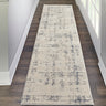 Nourison Rustic Textures RUS06 Ivory Blue Jute Polypropylene Abstract Textured Hallway Runner Rug
