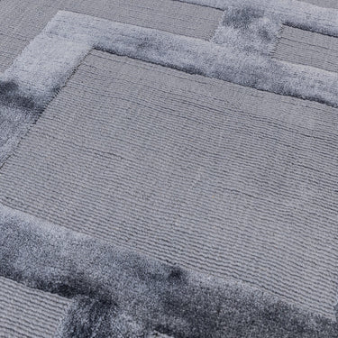 Eaton Katherine Carnaby Rug Modern Geometric Hand Woven Silky Viscose Metallic Sheen Super Soft Storm Denim Blue Rug