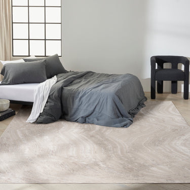 Calvin Irradiant Ripple IRR04 Silver Grey Abstract Textured Modern Rug