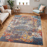 Ankara AKR2315 Dark Blue Multi Polypropylene Abstract Scandi Rug - Medium 120x170 cm (4'x5'6")
