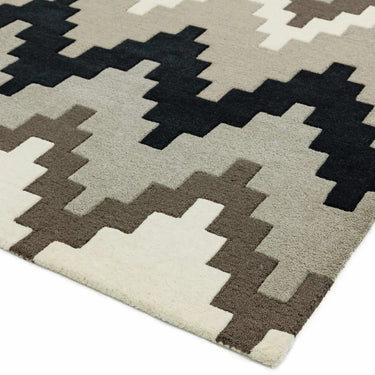 Asiatic London Matrix Cuzzo Sienna Tufted Stone Grey Wool Geometric Textured Rug 120x170 cm